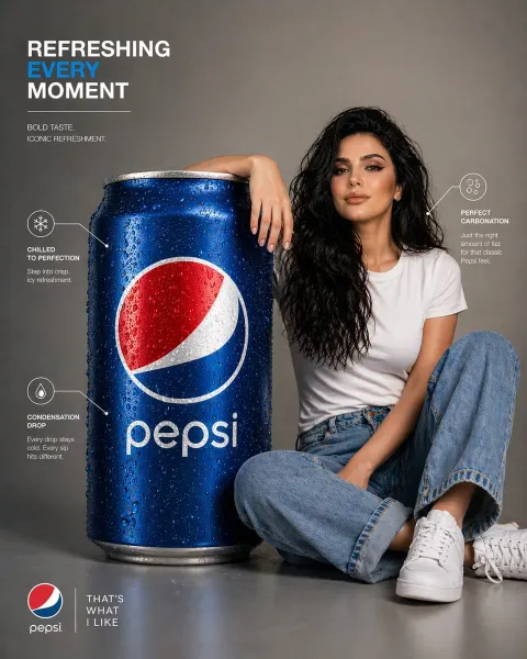 Giant Pepsi Can and Girl Infographic