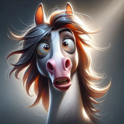 Whimsical Cartoon Horse with Emotion