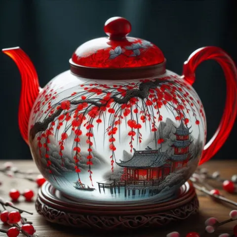 Chinese Teapot with Red Willow