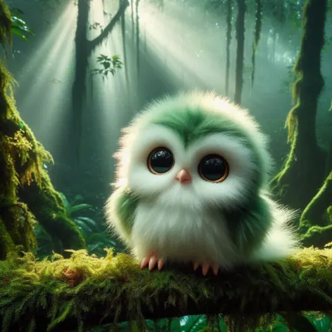 Cute Fluffy Creature in Rainforest