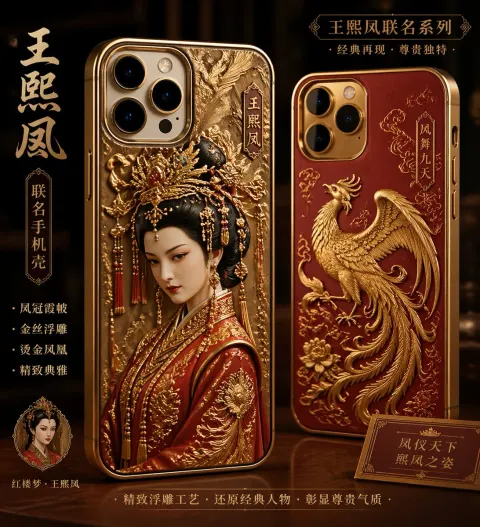 Wang Xifeng Gold Filigree Relief Phone Case