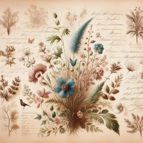 Botanical Page with Parisian Script