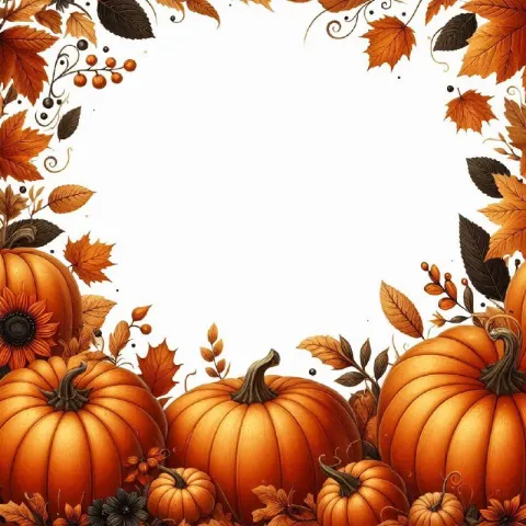 Pumpkin and Leaves Border for Text
