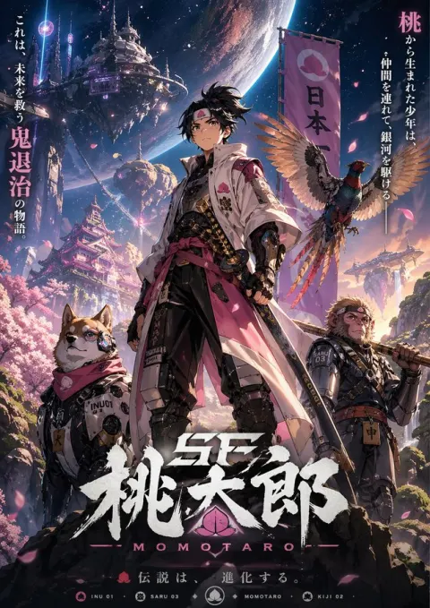 Cyber Sci Fi Momotaro Key Visual