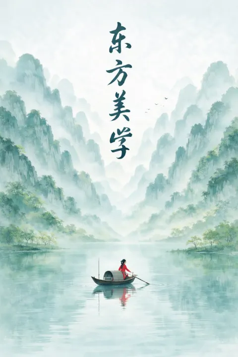 Spring Zen Ink Wash Mountains Poster