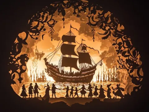 Paper Cut Art Pirate Ship Feast