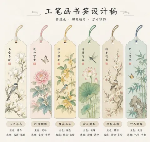 Stunning Chinese Style Gongbi Bookmark Design