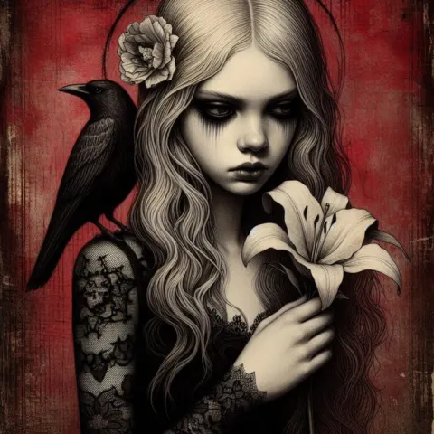 Gothic Teen with Lily and Raven