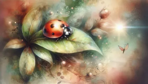 Whimsical Ladybug on Leaf