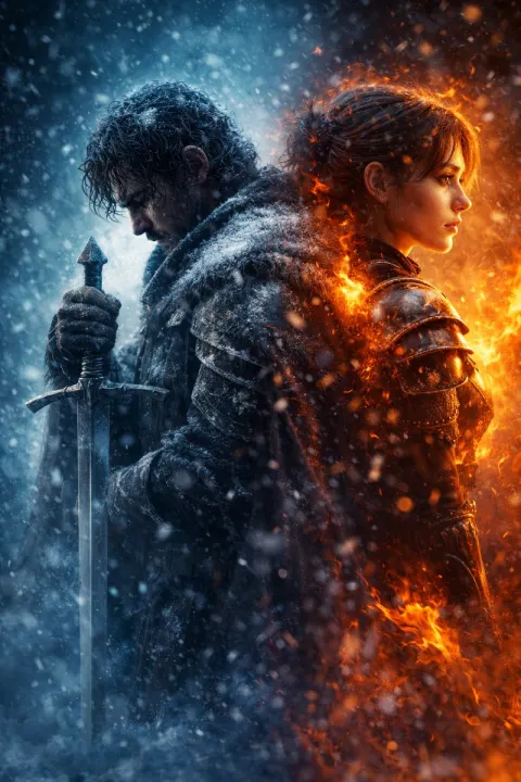Ice and Fire Duo Back to Back Epic Movie Poster