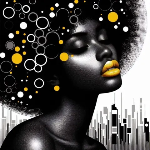 Sensual Portrait in Dots and Circles