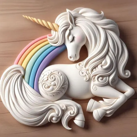 Whimsical Rainbow Unicorn Carving