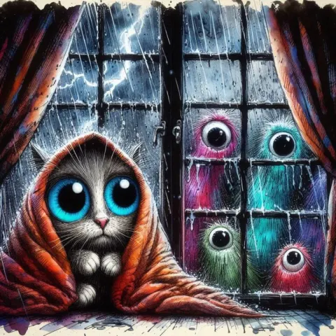 Kitten Hiding During Storm