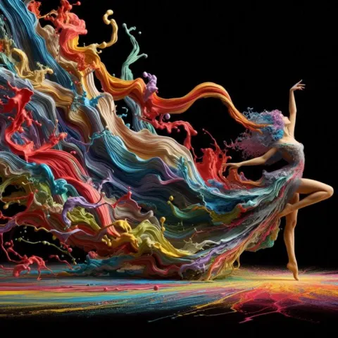 Dancer Creating Colorful Art