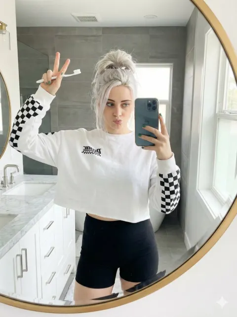 Playful Bathroom Mirror Selfie