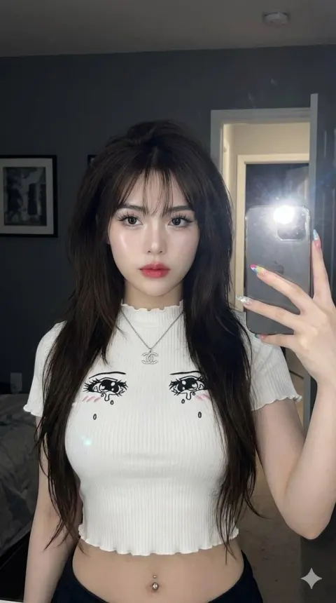 Mirror Selfie Fair-Skinned Cool Girl
