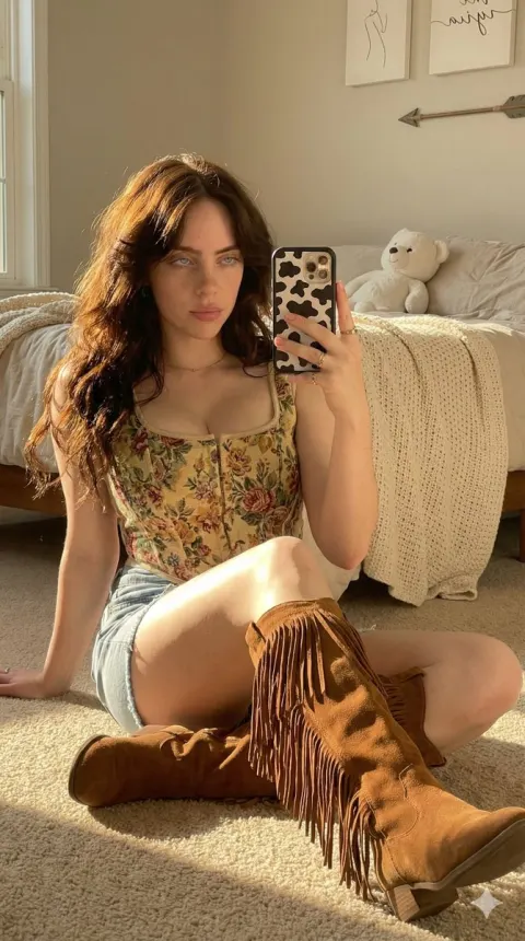 Golden Hour Bedroom Mirror Selfie