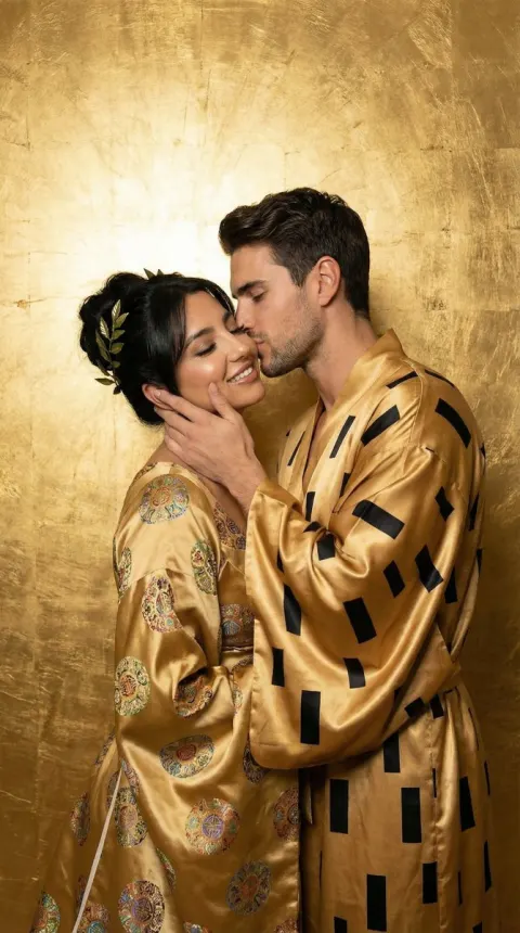 Golden Mosaic Fashion Embrace