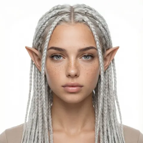 Silver Braids Fantasy Studio Portrait
