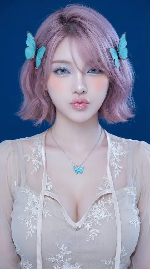 Porcelain Dream: Ethereal Blue Portrait