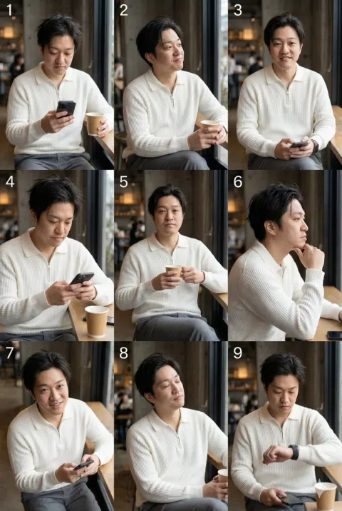 Asian Male Model 3x3 Grid
