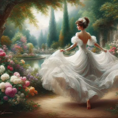 Elegant Woman in Lush Garden
