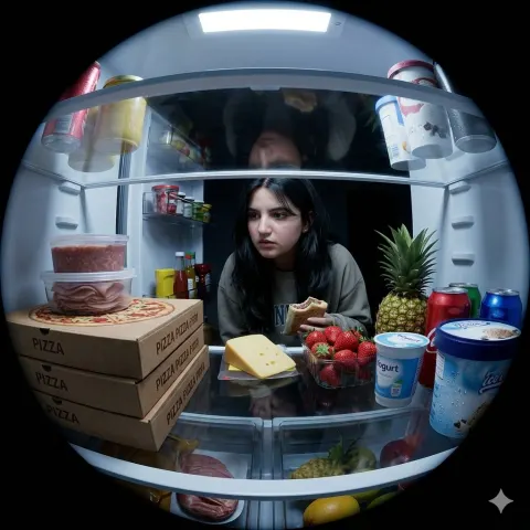 Fridge Fisheye Midnight Snack Hunt
