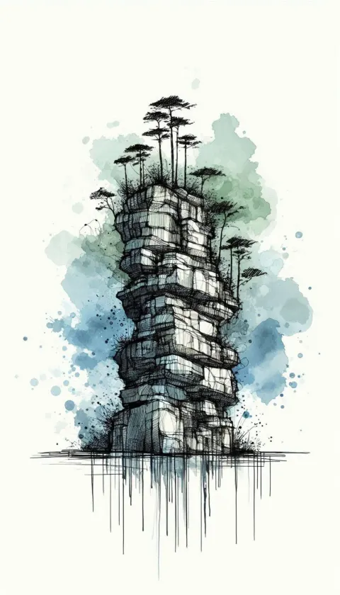 Whimsical Rock Formation Sketch