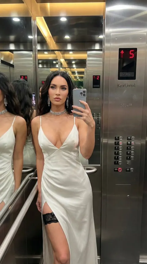 Elevator Mirror Black Gown Selfie
