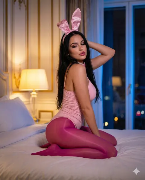 Neon Bunny Hotel Night Fantasy