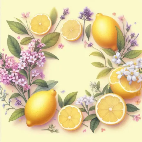 Lemon Verbena and Lemons Watercolor