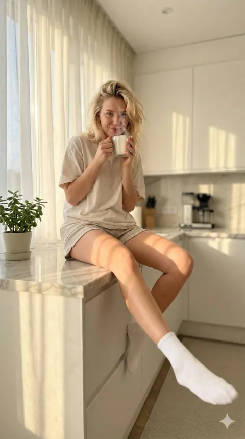 Playful Morning Kitchen Girl