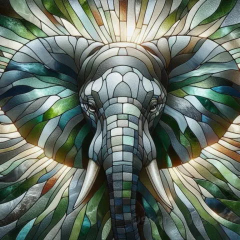 Stained Glass Mosaic of Elephant Head