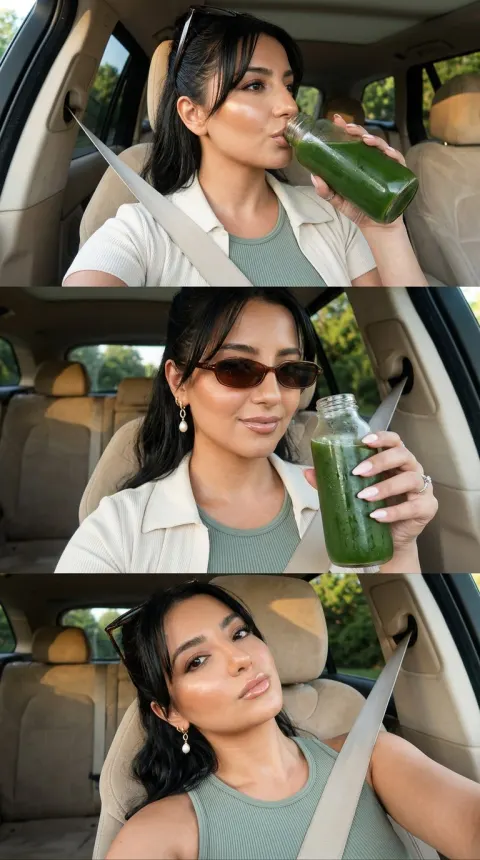 Car Selfie Green Juice Detox