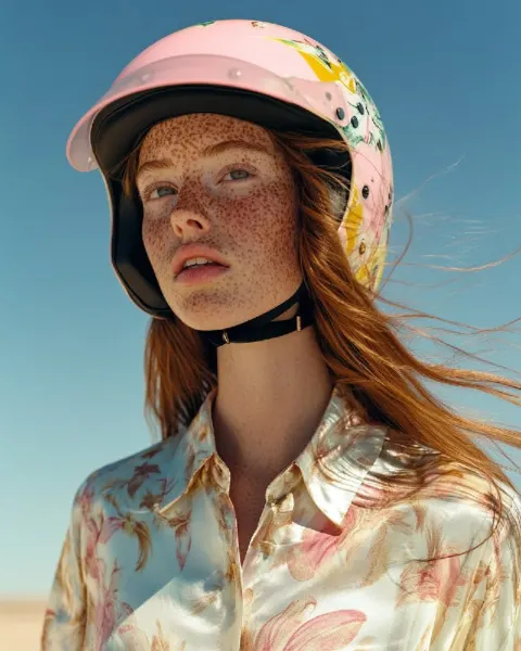 Female Esports Player in Desert