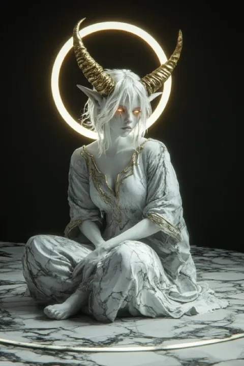 Beautiful Demon with Halo and Glow