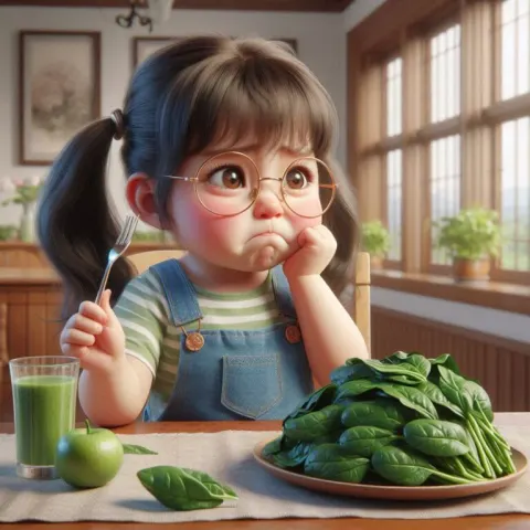 Disgusted Girl at Dining Table