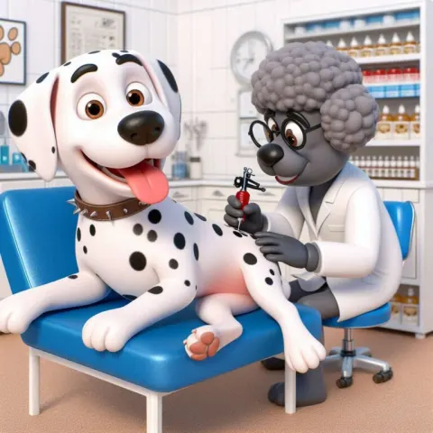 Happy Dog Getting Dalmatian Tattoos