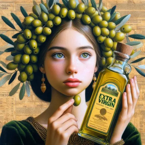 Girl Holding Olive Oil Bottle Close-Up