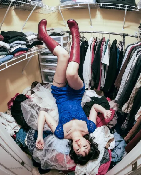 Grunge Girl Inverted in Closet