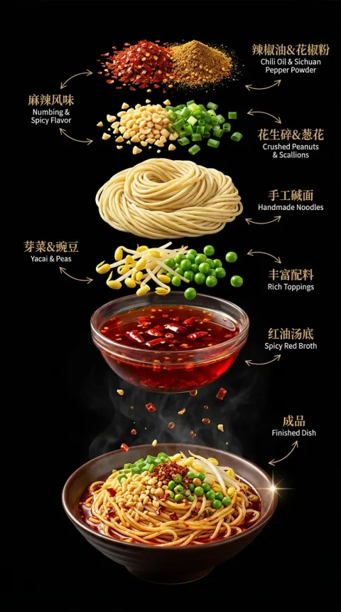 Deconstructed Dan Dan Noodles Poster