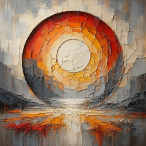 Cracked Rustic Circle Art Composition