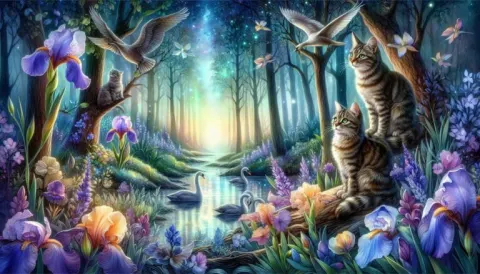 Dreamlike Forest with Mystical Lake