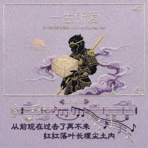 Hand Embroidered Silk Album Cover Art