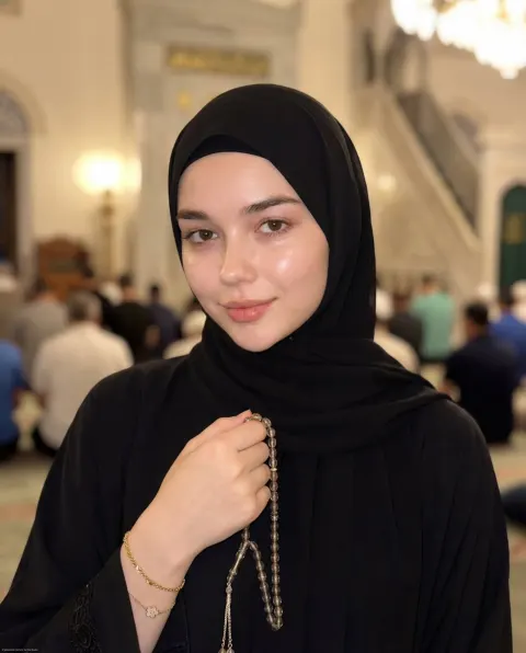 Serene Muslim Woman Mosque Portrait