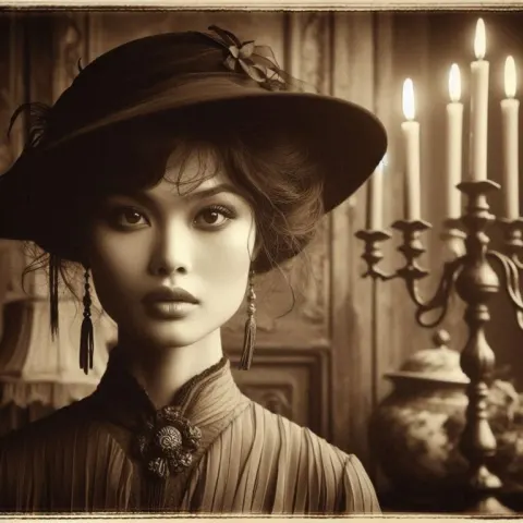 Vintage Woman in Sepia Frame