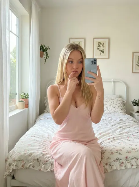 Soft Morning Bedroom Selfie Portrait