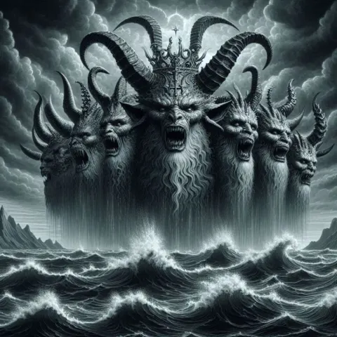 Seven-Headed Beast Rising from Sea
