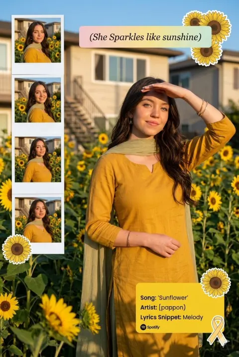 Sunflower Girl Golden Hour Portrait
