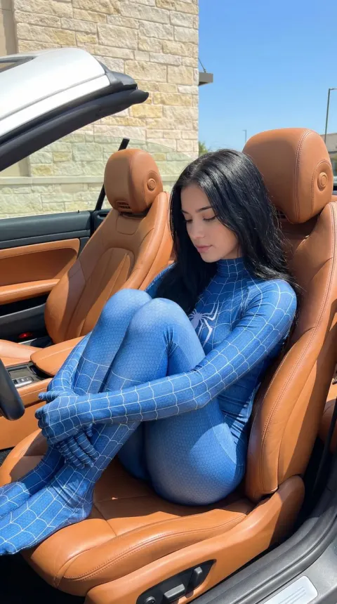 Blue Bodysuit Car Portrait
